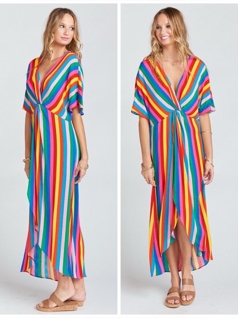 Show Me Your Mumu Get Twisted Rainbow Tulum Stripe Maxi